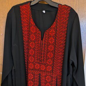 Black and Red Palestinian Thobe